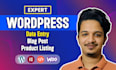 do wordpress content upload blog post woocommerce product listing