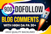 do 900 dofollow blog comments backlinks with high da pa