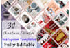 provide 30 christmas and winter templates fully editable in canva