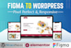 convert figma to wordpress exactly as design using elementor pro