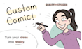 draw a funny custom cartoon comic strip based on your story script
