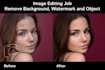 image editing job remove background, watermark and object