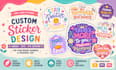 design hand lettered sticker designs as per your requirement