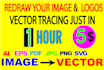 redraw, vectorize image, convert image to vector in 1 hour