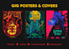 create a dark and powerful metal band poster illustration