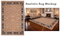 do realistic rug mockup and place rug in room scene