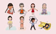 create mini human doodle illustrations and icons