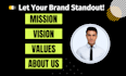 craft brand mission statement, vision, core values, brand story, about us