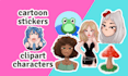 draw cartoon stickers and clipart characters, in procreate