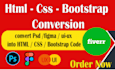 convert figma psd ai uiux to responsive HTML css bootstrap5
