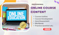 create online course content, course outline, quiz, assessment for elearning