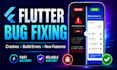 fix flutter app bugs, crashes, build errors and add features