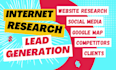 do internet research to find potential leads, lead generation and sales