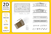 draft architectural floor plan, elevation and section