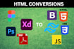 convert figma, xd, PSD to responsive HTML with bootstrap, tailwind CSS, and mui