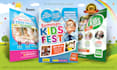 design awesome kids camp flyer, event festival flyer poster