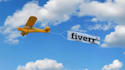 make propeller plane fly in sky logo reveal animation