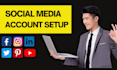 setup and create your facebook, linkedin, instagram, twitter, pinterest account