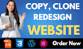 copy clone website in HTML CSS javascript, wordpress