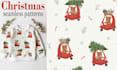 do christmas winter seamless patterns for kids clothes, fabric with animals