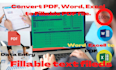 convert the document to fillable PDF, data entry and any PDF