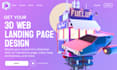 3d web landing page design, figma, and lottie animation