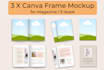 provide 3 canva magazine mockup canva template