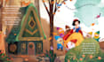 create a cute children book illustration and cover