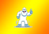 design creative  cartoon yeti logo with satisfaction guaranteed
