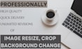 do resize, crop image, background remove, change image pixel in 1 hour