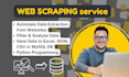 automate web scraping and save or analyse data from internet webpages
