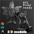 3d sculpture, sculpt 3d character 3d model for printing in zbrush and blender