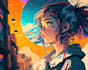 create a vibrant anime cityscape art