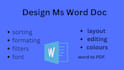 solve your ms word doc problems, design with modern feature