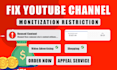 fix youtube channel monetization restriction