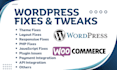 fix and tweak your wordpress, HTML PHP and database issues