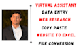 do data entry, web research, data input, virtual assistant