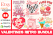 provide valentines day retro tshirts designs bundle for pod etsy
