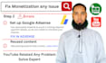 fix youtube monetization issues, adsense problem