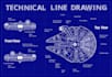 do technical line drawing,2d drawing,blueprint, illustration