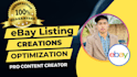 do ebay pro listing creation and optimized SEO title with html description