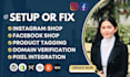 set up or fix instagram shop, facebook shop and integrate with ecommerce store