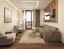 design ikea style interior, bedroom, living room, apartment with shopping list