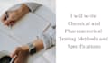write pharma and chemical testing method and specifications