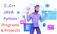 code your c cpp java and python projects and programs