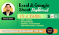create dynamic excel dashboard, google sheets for budget planner