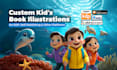 do children story book illustration and book cover with ai