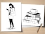 draw any custom black and white hand drawn line art illustration
