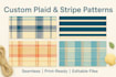 design custom plaid and stripe seamless patterns for fabric or print