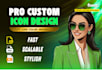 design any custom vector icons for your website, app, modern favicon logo, svg